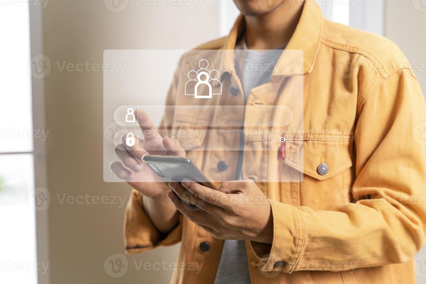 Man with Interface for the member login form photo