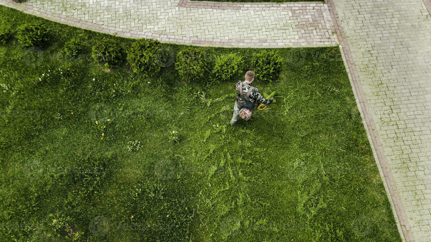 the lawnmower man mows the lawn the view from the top photo