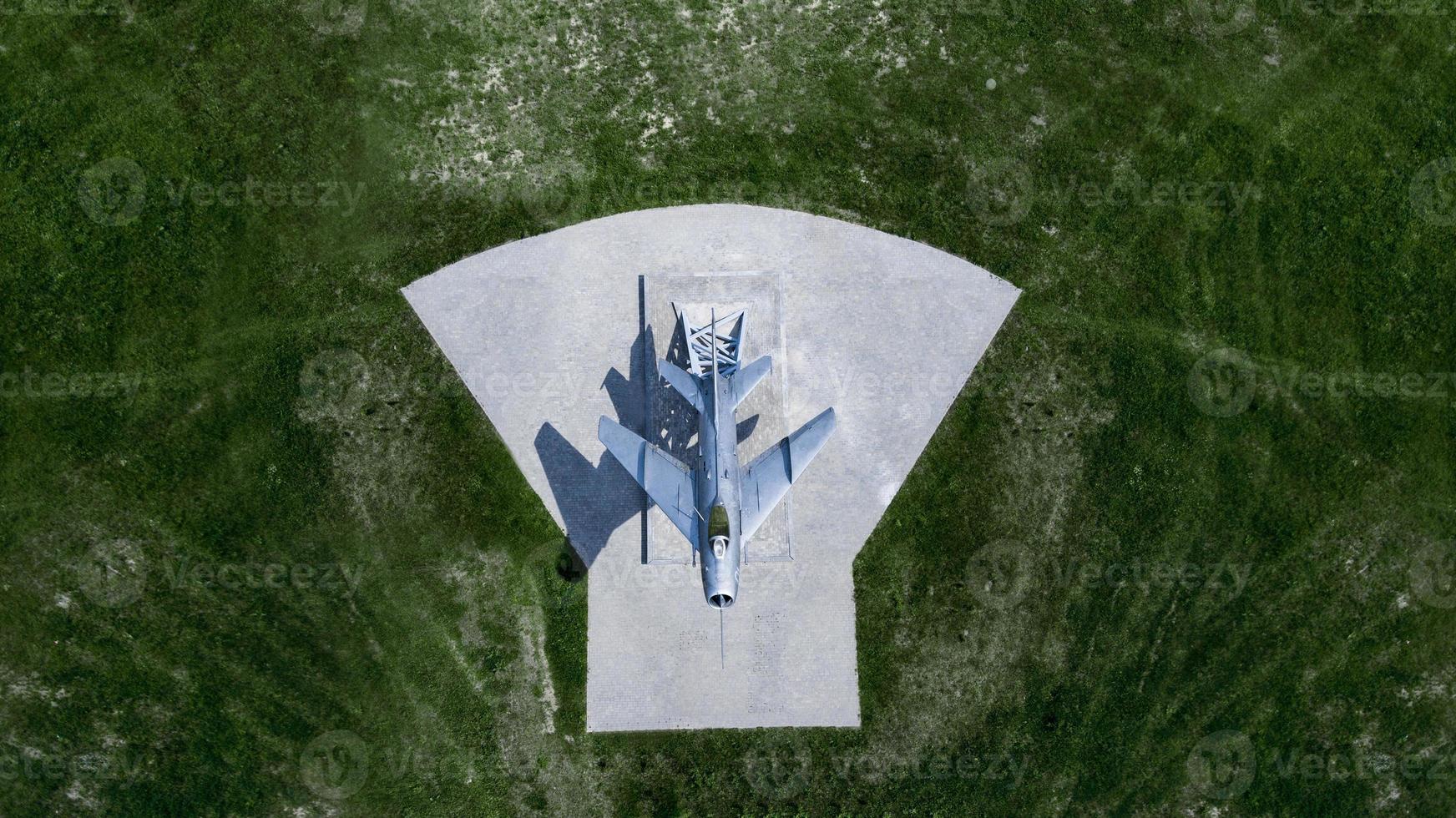 monument to the aircraft top view from the drone photo