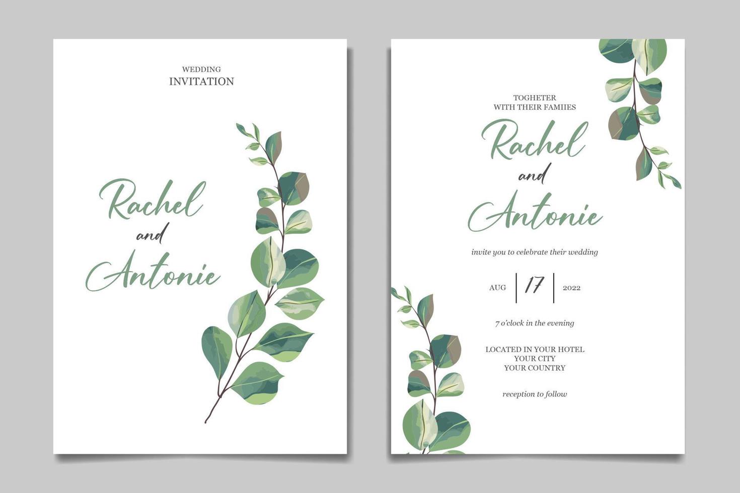 Floral wedding invitation vector