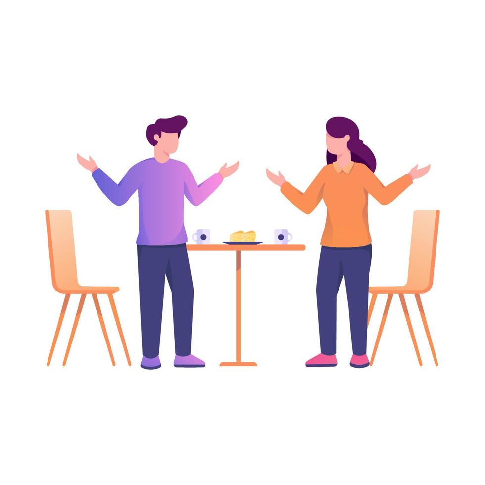 two person in discussion vector