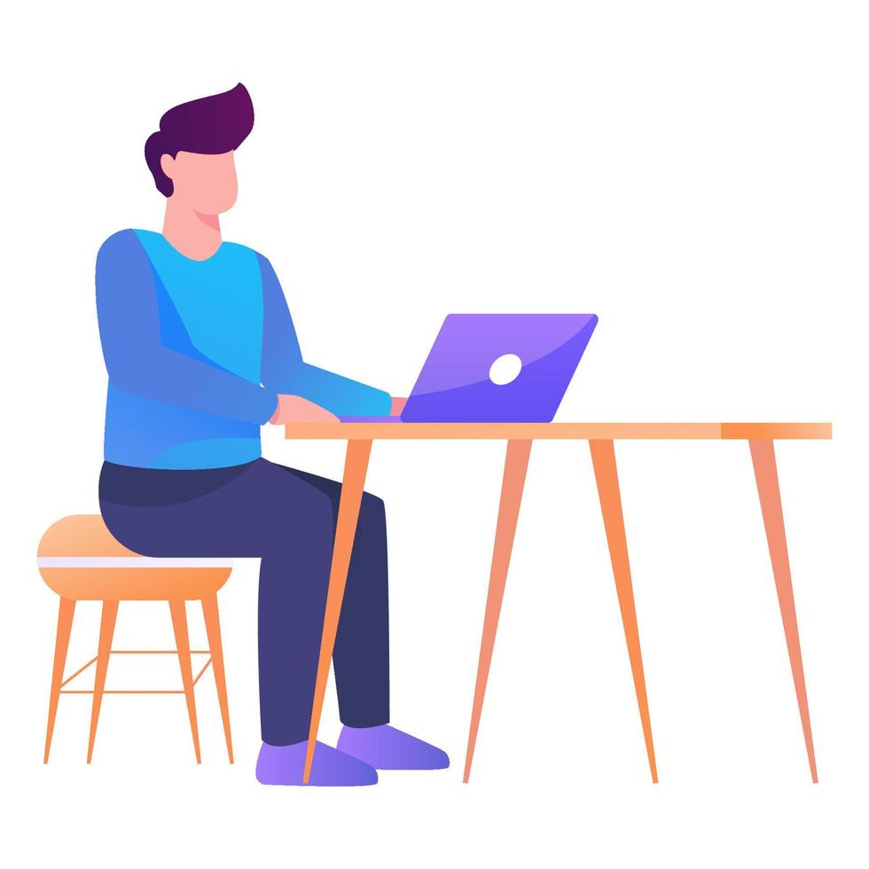 man working on laptop vector