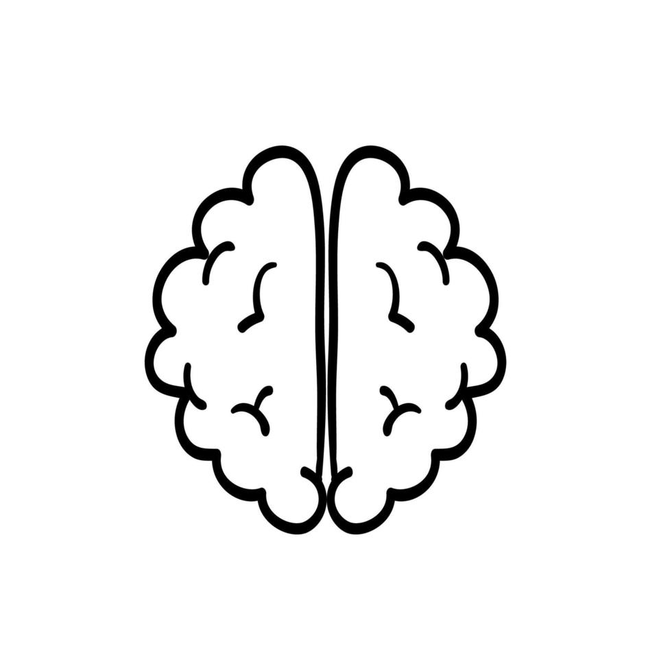 hand drawn doodle brain icon illustration vector