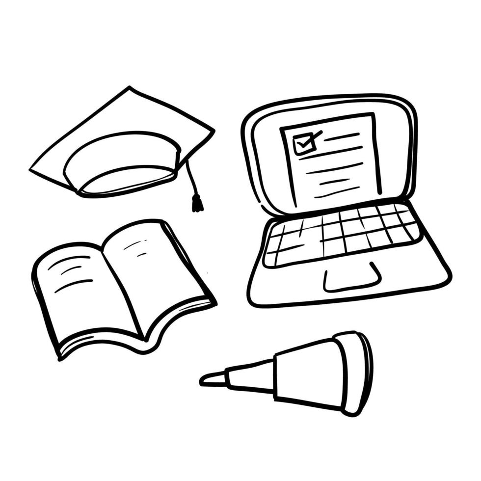 hand drawn doodle icon symbol for E-learning, online education. Modern vector illustration concepts for website and mobile website development