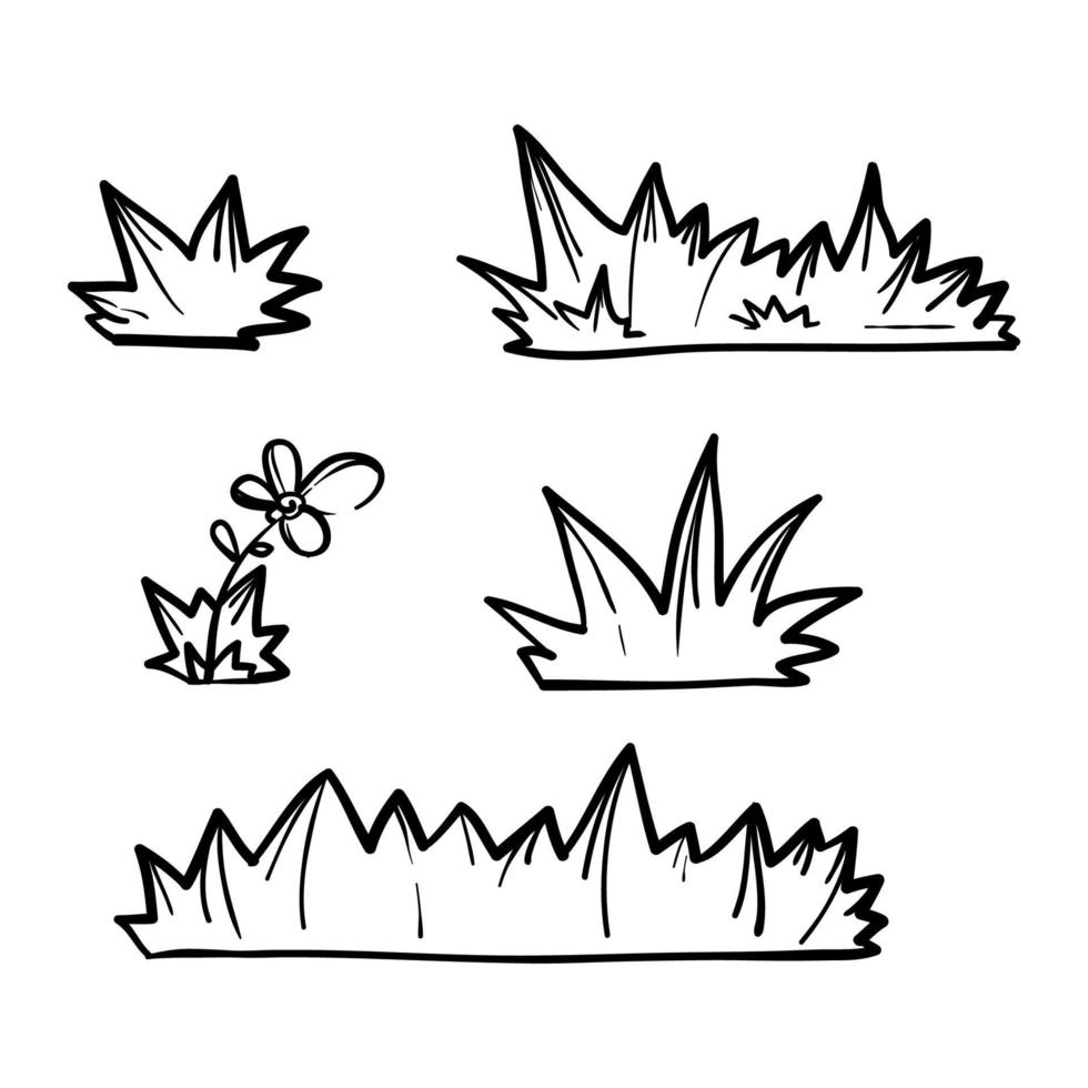 vector de ilustración de arbusto de hierba de doodle dibujado a mano