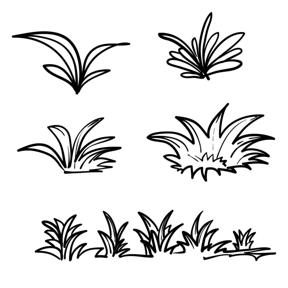 hand drawn doodle grass bush illustration vector