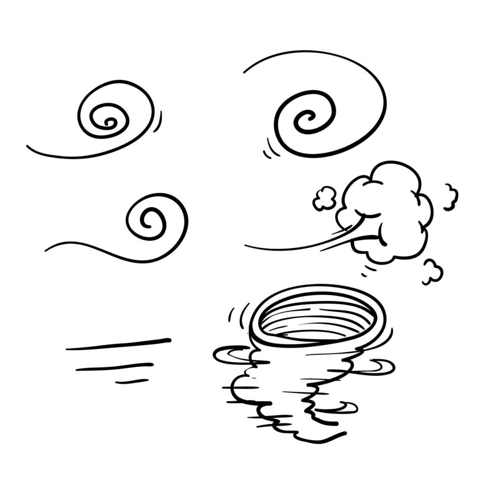 dibujado a mano doodle viento golpe ilustración vector aislado fondo