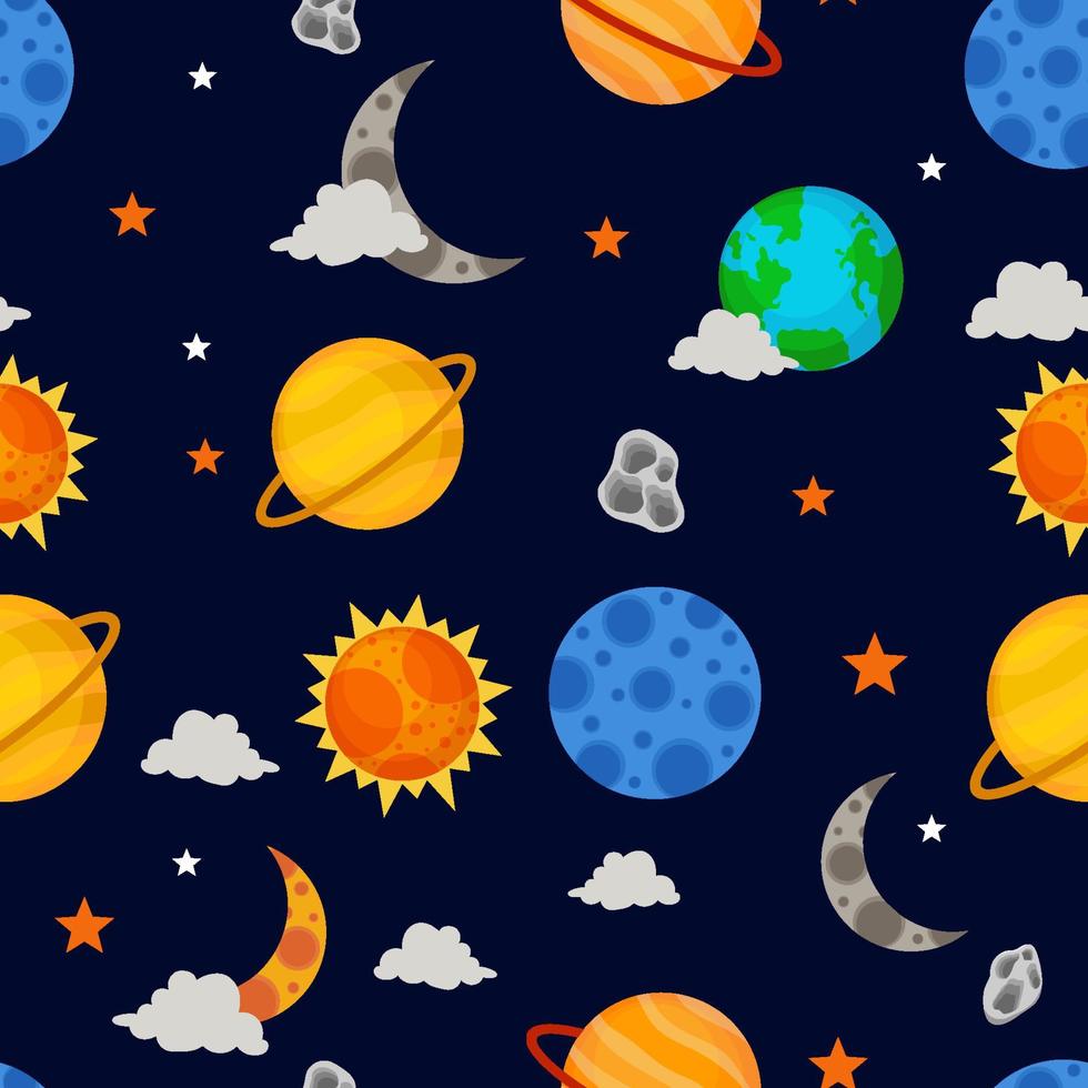 Seamless Pattern Celestial Bodies vector