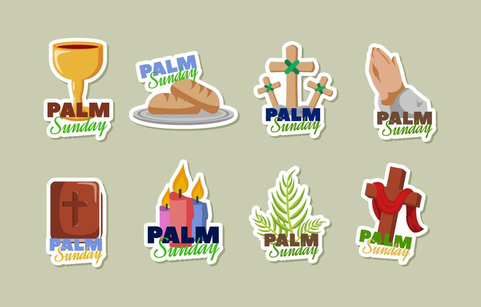 Happy Palm Sunday Sticker Set vector
