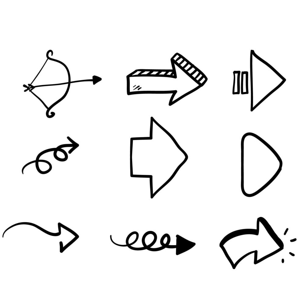 hand drawn arrows vector with isolated on white background. Collections for web design, interface and more. doodle