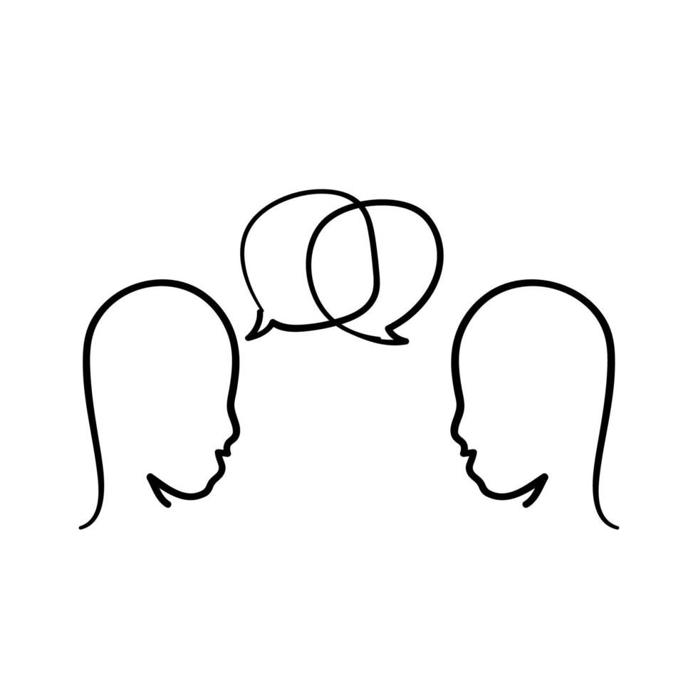 hand drawn doodle two people talking illustration vector isolated background