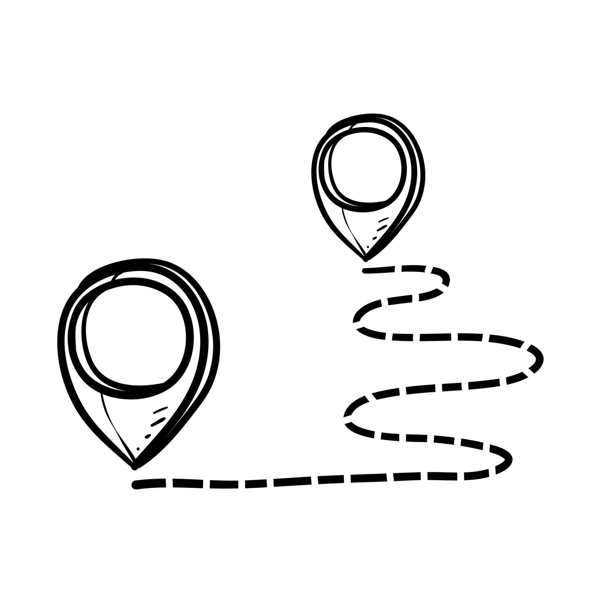 hand drawn map distance measuring icon illustration doodle vector