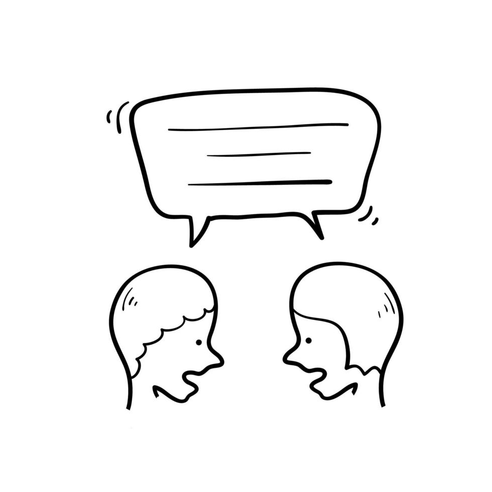 hand drawn doodle two people talking illustration vector isolated background