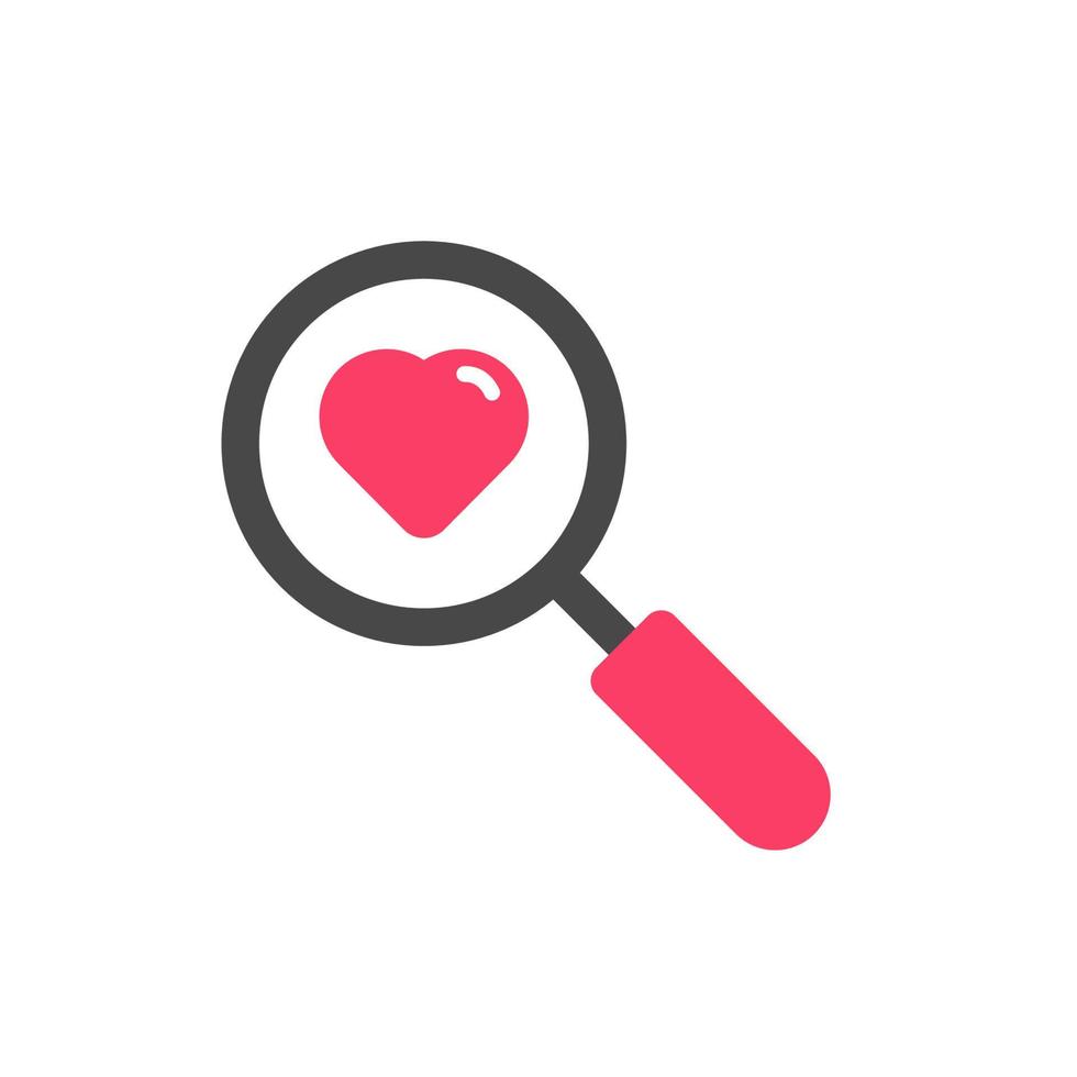 magnifying glass heart vector