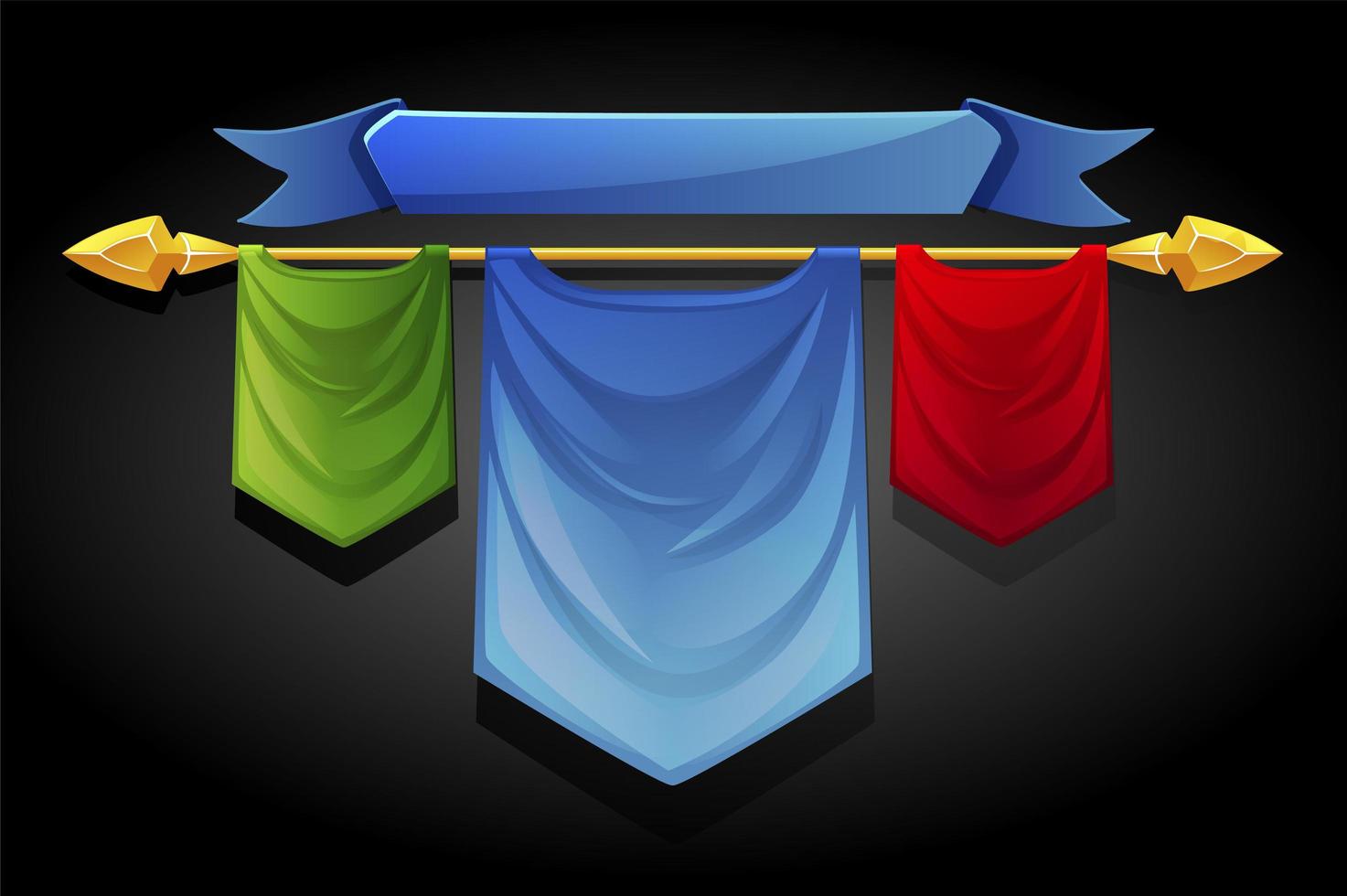 Multicolored flags templates banners for ui games. vector