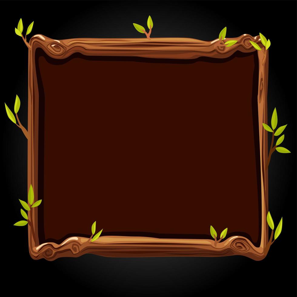 Wooden brown board with leaves for the game. vector