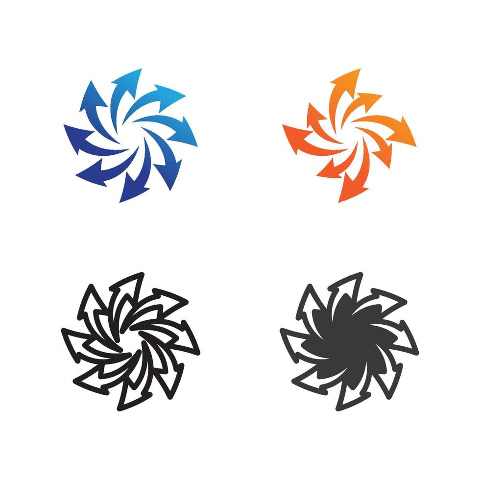Arrow and triangle logo vector illustration icon set logo design