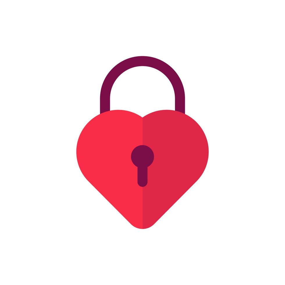 icono de candado plano de san valentín vector