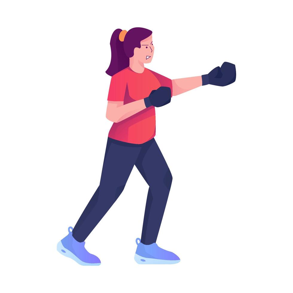 ilustración de mujer boxeadora vector