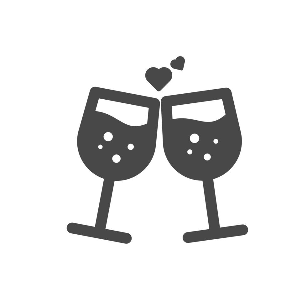 two glasses of champagne with heart vector
