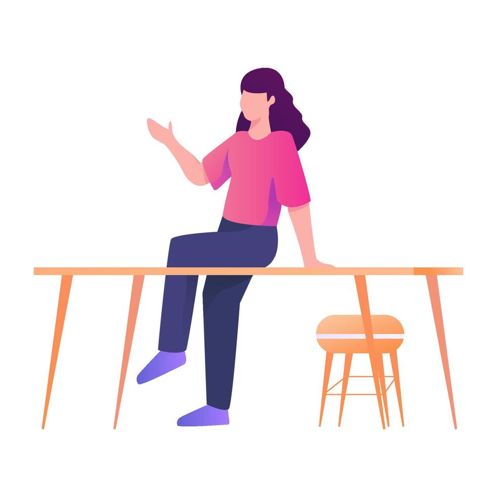 Women Sitting on the Table vector