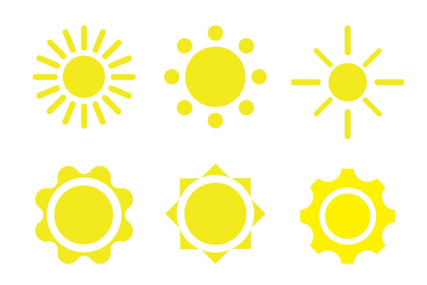 Set Icon Sun in 6 different shape Vector Flat Design editable for element or material