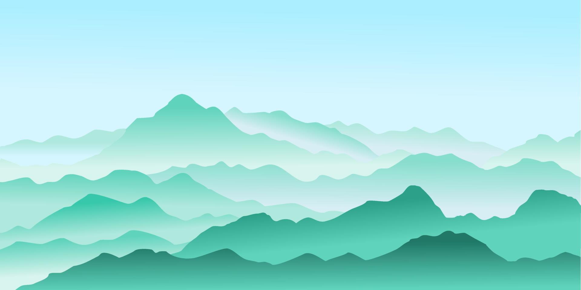 vector mountain ridges with misty background landscape