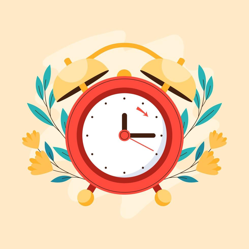 Flat spring forward illustration with clock vector