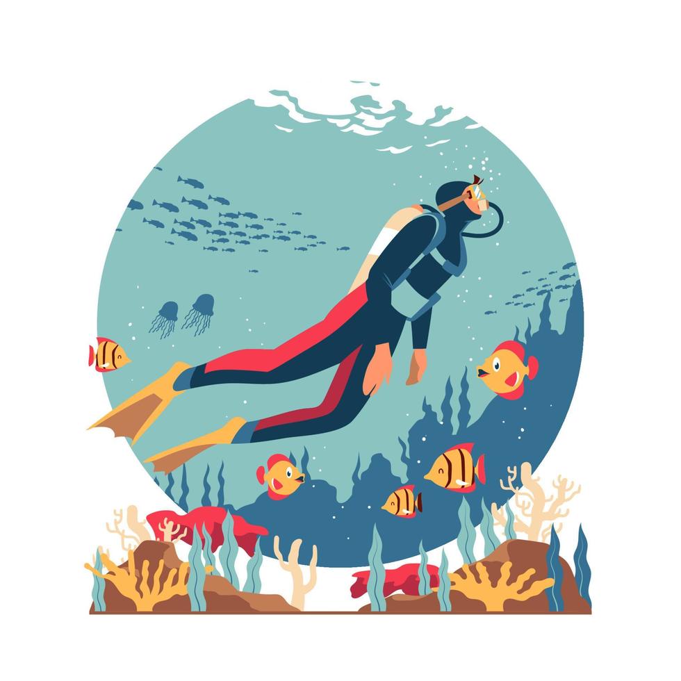 Scuba Diver Concept vector