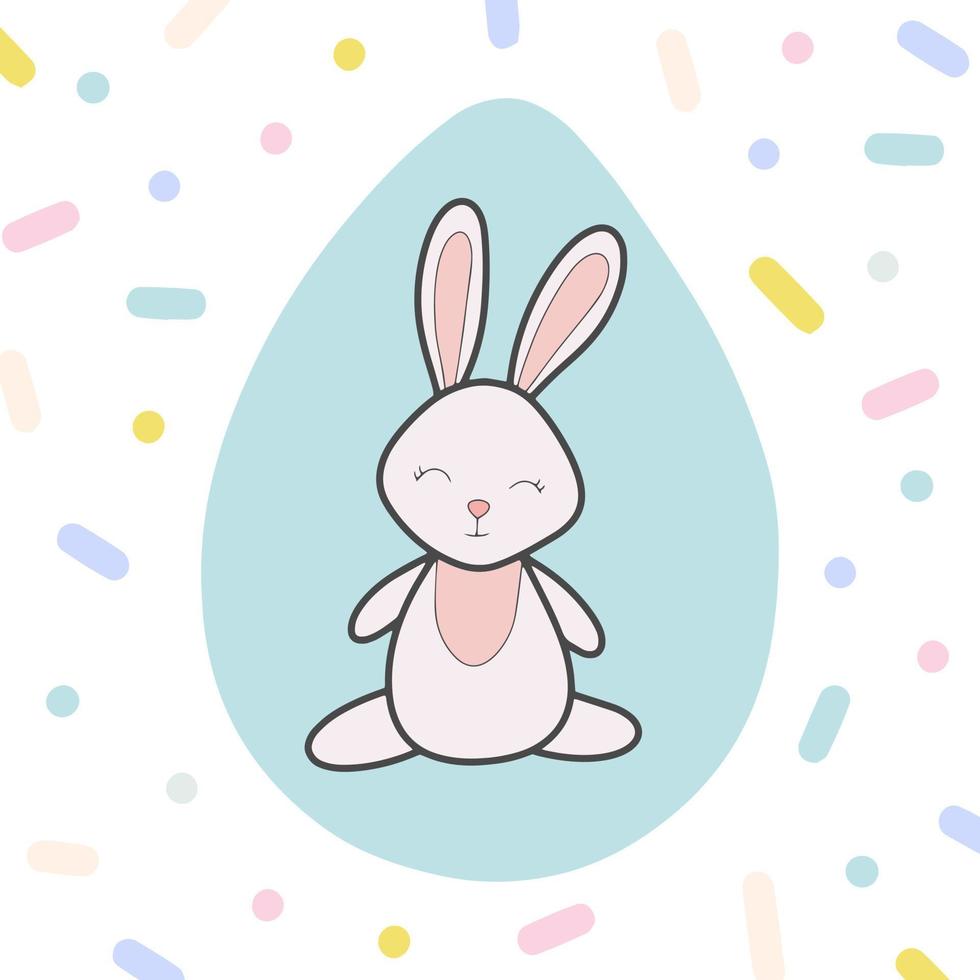 Vector cute clipart with bunny in egg illustration