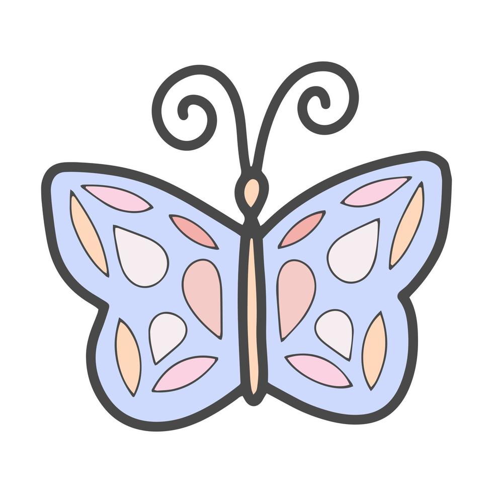 Doodle vector colorful butterfly isolated illustration