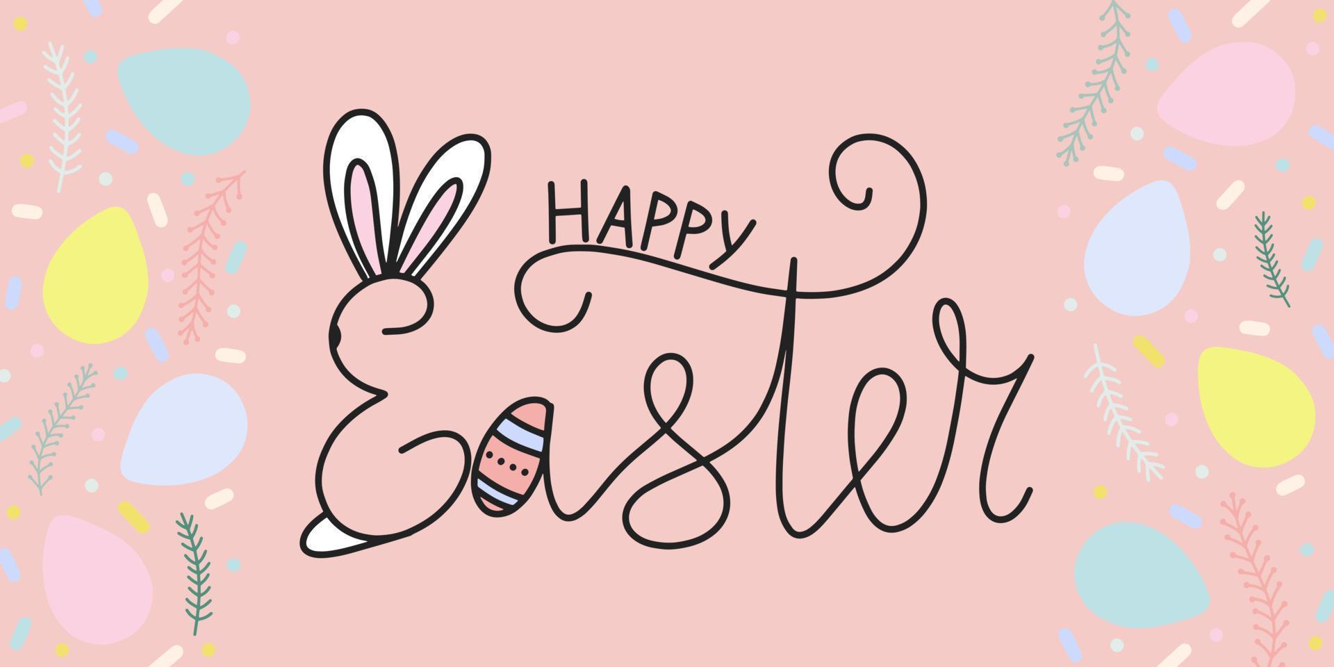 Vector easter frame with lettering illustration