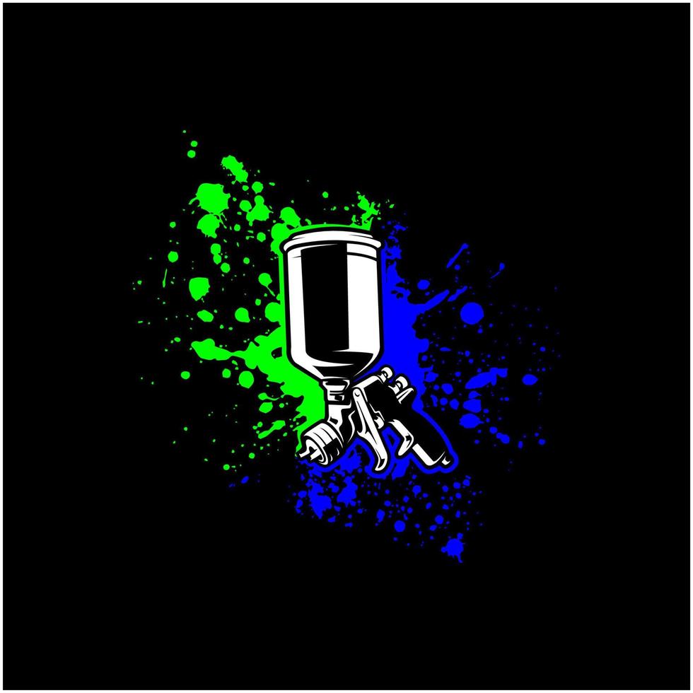 illustration of spray gun vector in black background