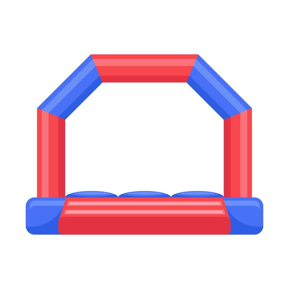 Bouncy inflatable castle. Tower and equipment for child playground. Vector line illustration