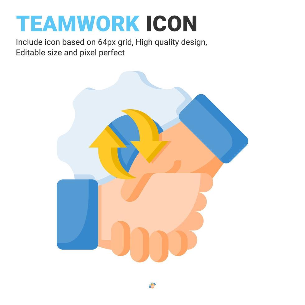 Teamwork icon vector with flat color style isolated on white background. Vector illustration collaboration sign symbol icon concept for business, finance, industry, company, apps, web and project