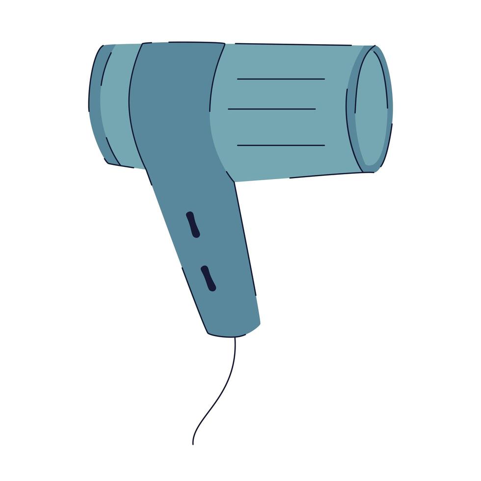 Simple blue hair dryer flat vector illustration