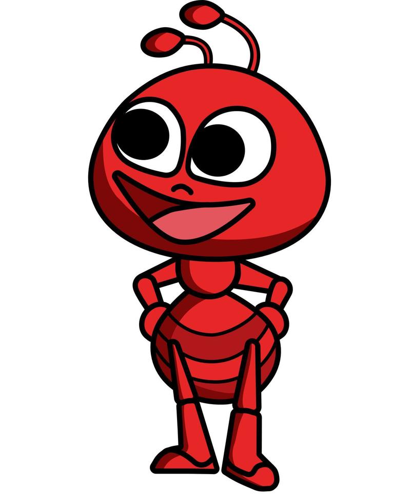 vector de carácter de hormiga, caricatura gráfica de bicho pequeño, icono de insecto divertido