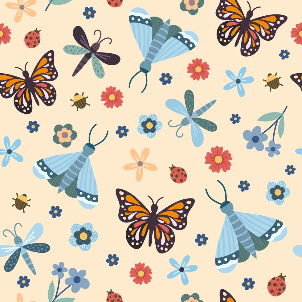 Insect Seamless Pattern Background vector