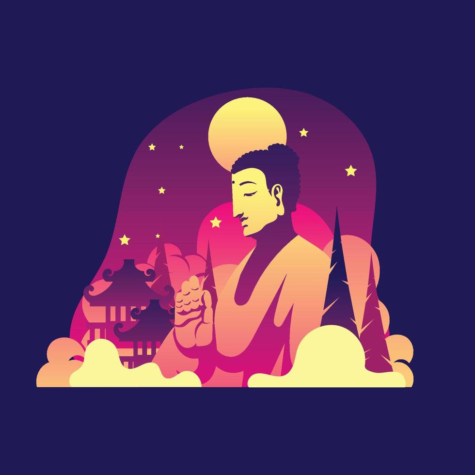 estatua de buda para la oración vesak vector