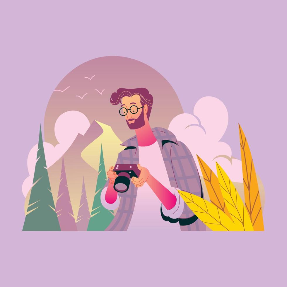 A Photographer Hunting Landscape Photos vector