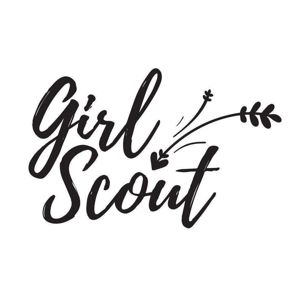 girl scout, cita divertida de galletas y garabatos. letras e ilustraciones dibujadas a mano vector