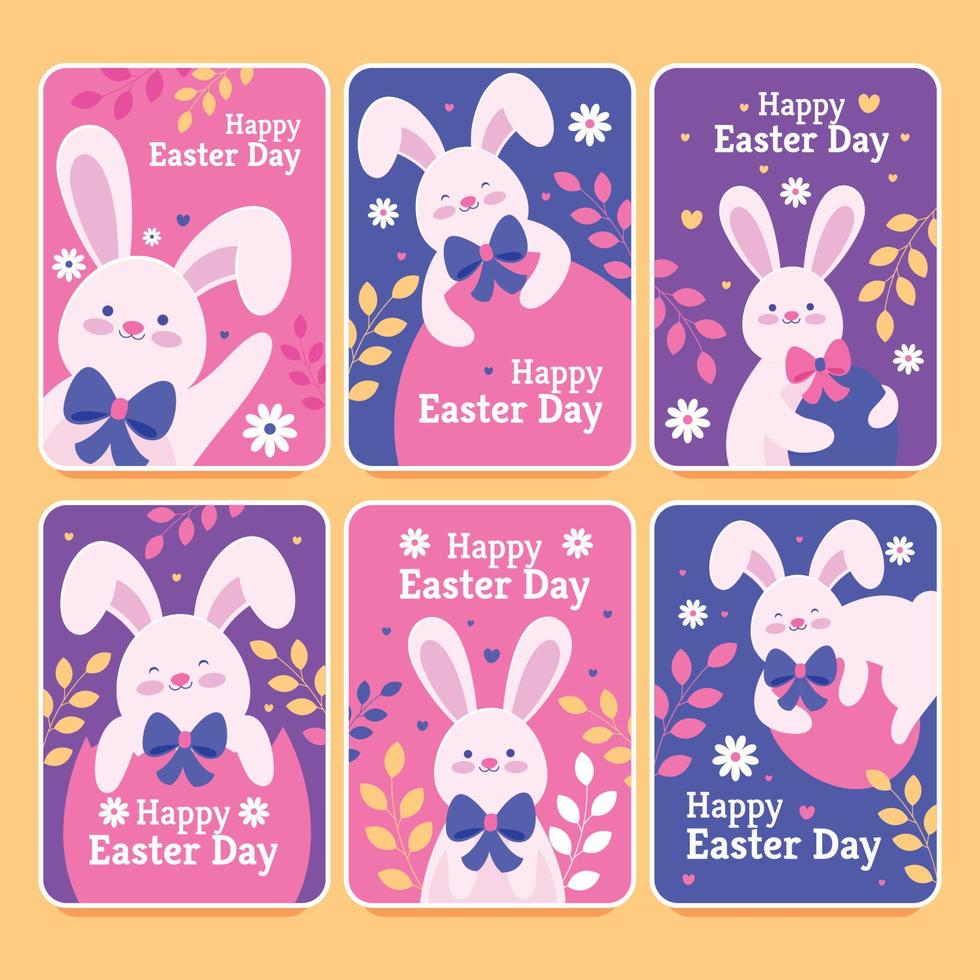 tarjeta de felicitación del conejo del día de pascua vector