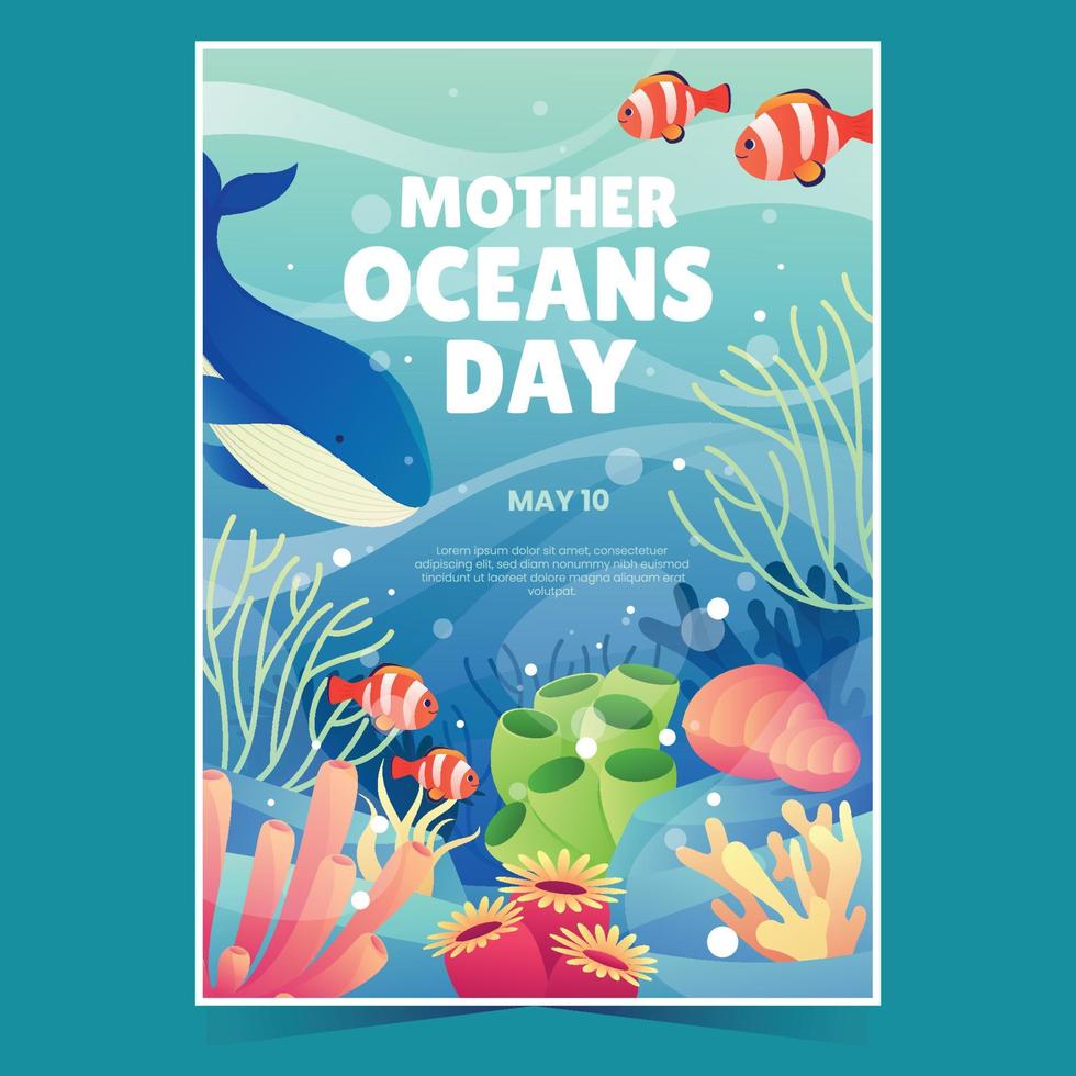 Mother Ocean Day Awareness Poster vector