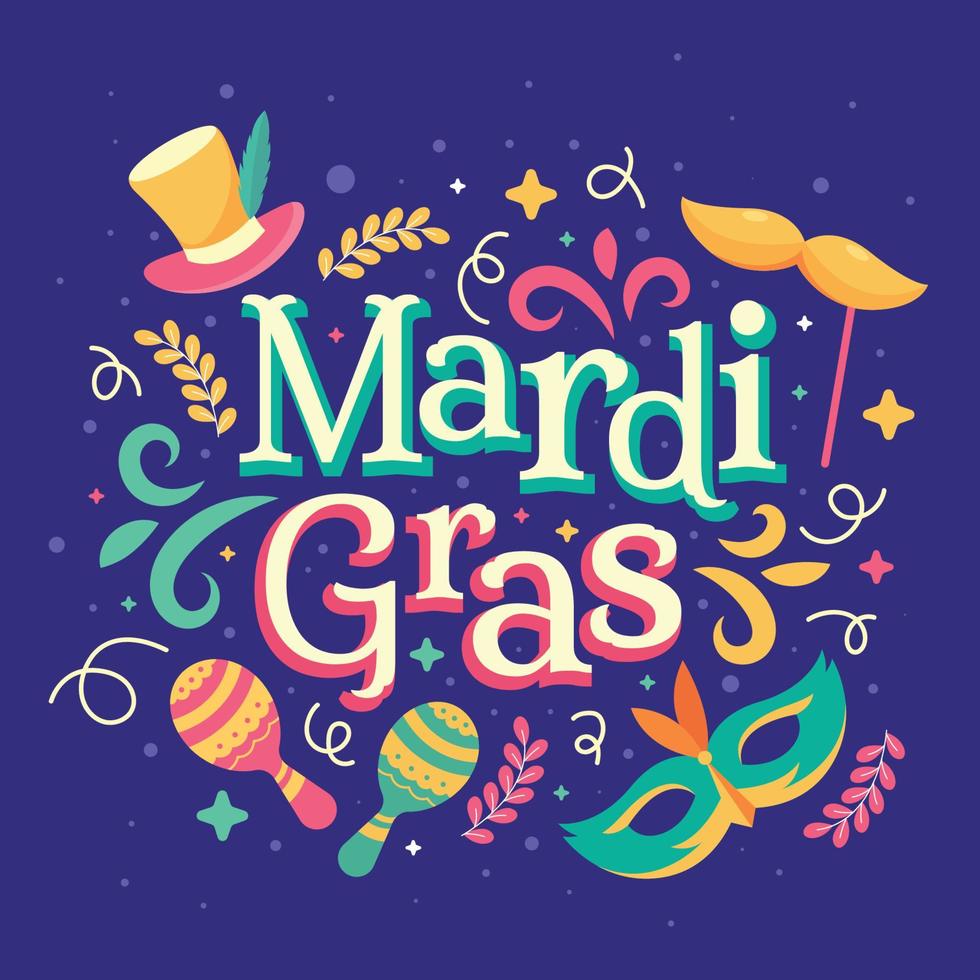 concepto de tipografía de mardi gras vector