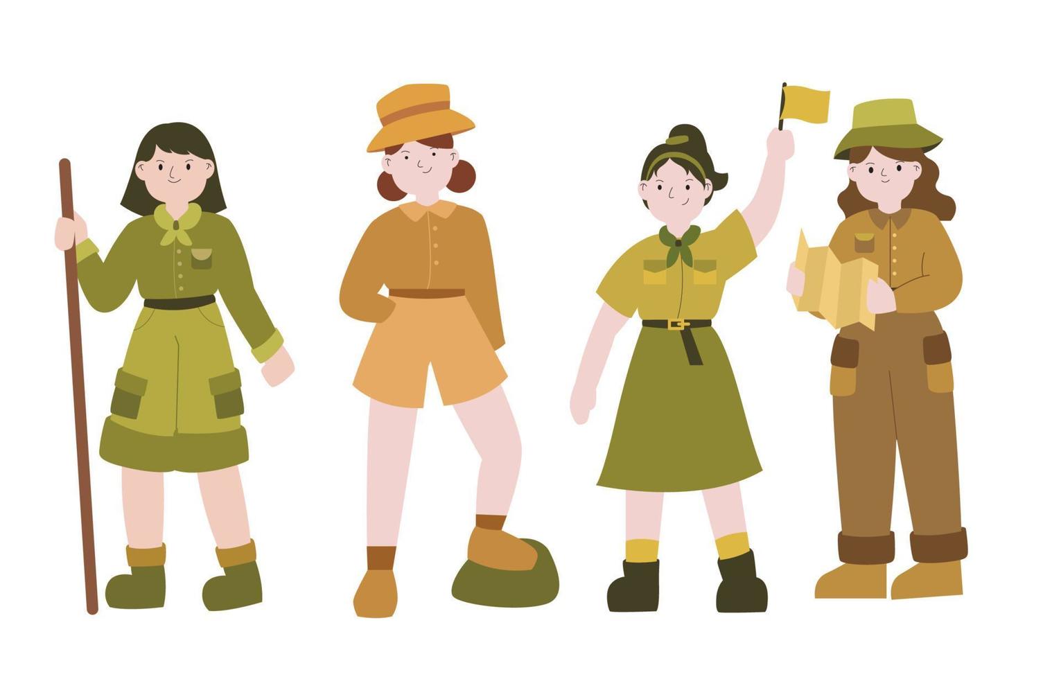 Girl Scout Character Set vector