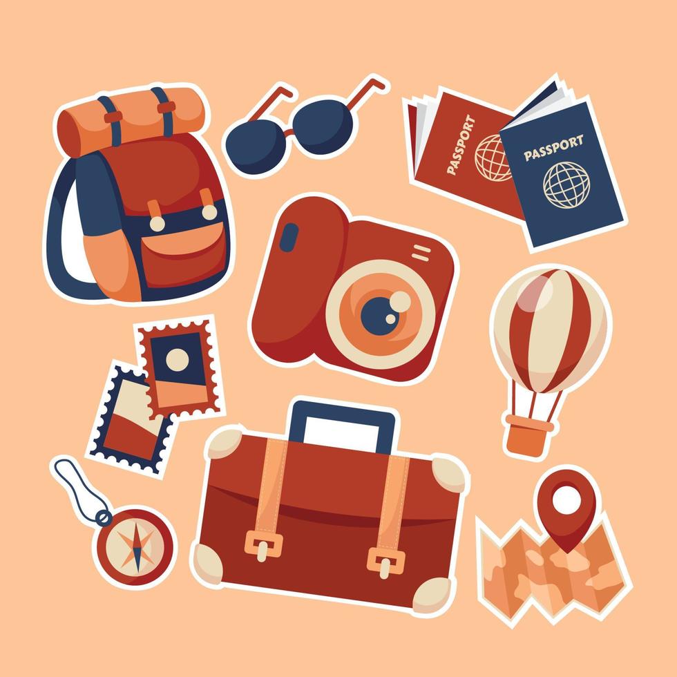 Set of Travel Journal Sticker vector