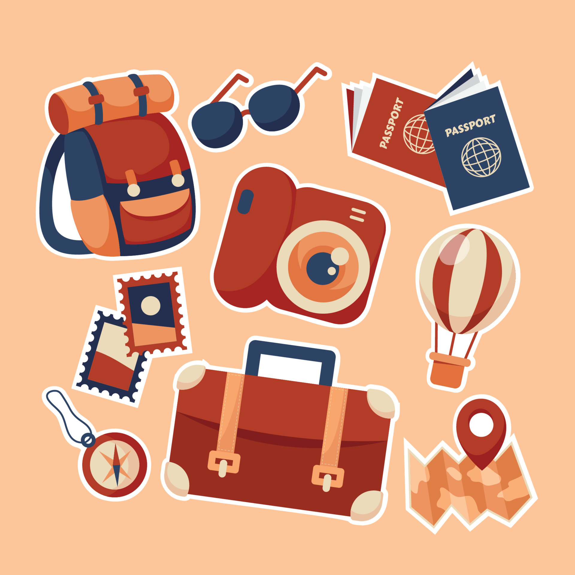 Set of Travel Journal Sticker 5891033 Vector Art at Vecteezy