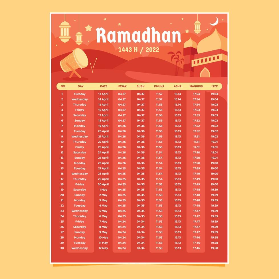 Ramadhan Month Calendar vector