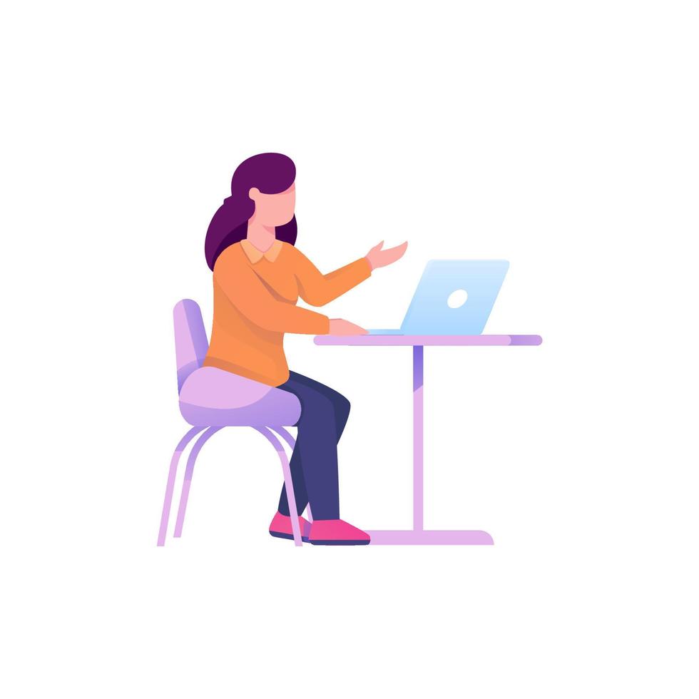 Business Woman with Laptop vector