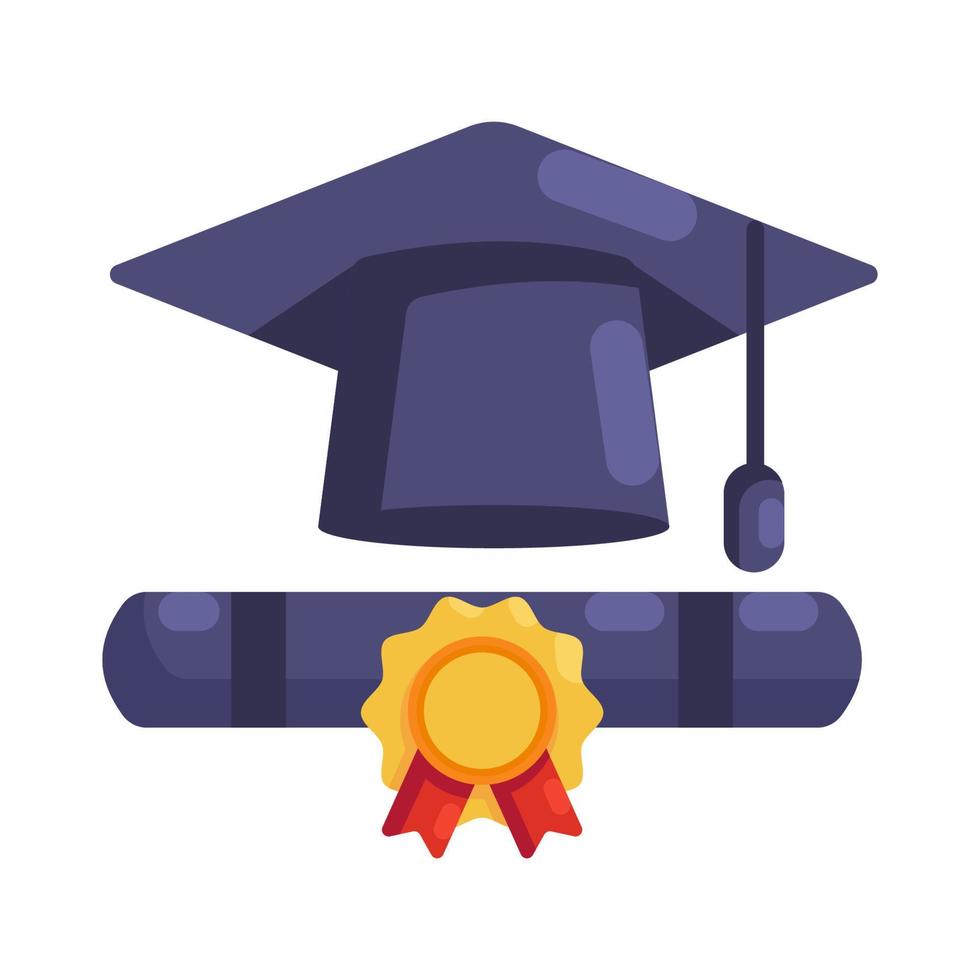 graduation cap and diploma illustration vector